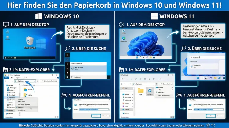 Hier finden Sie den Papierkorb in Windows 10 und Windows 11!