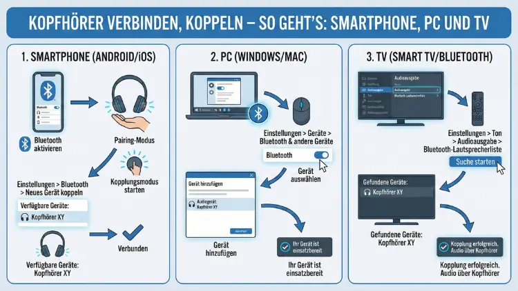 Kopfhörer verbinden, koppeln – so geht Smartphone, PC und TV