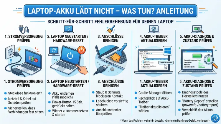 Laptop-Akku lädt nicht – was tun? Anleitung