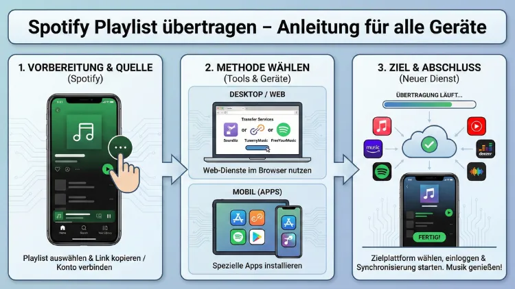 Spotify-Playlist übertragen – Anleitung für alle Geräte