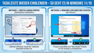 Taskleiste wieder einblenden – so geht es in Windows 11/10