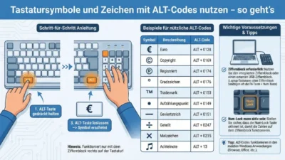 Tastatursymbole und Zeichen mit ALT-Codes nutzen – so geht’s