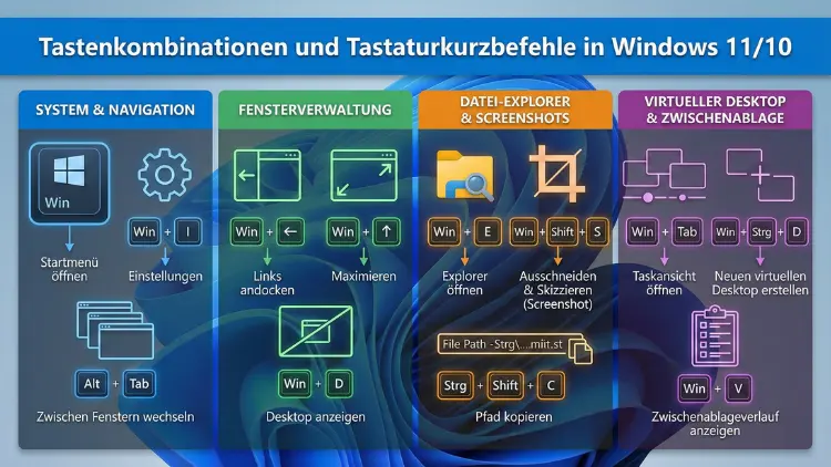 Tastenkombinationen und Tastaturkurzbefehle in Windows 11/10
