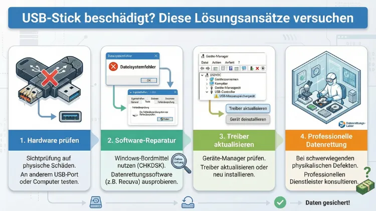 USB-Stick beschädigt? Diese Lösungen helfen