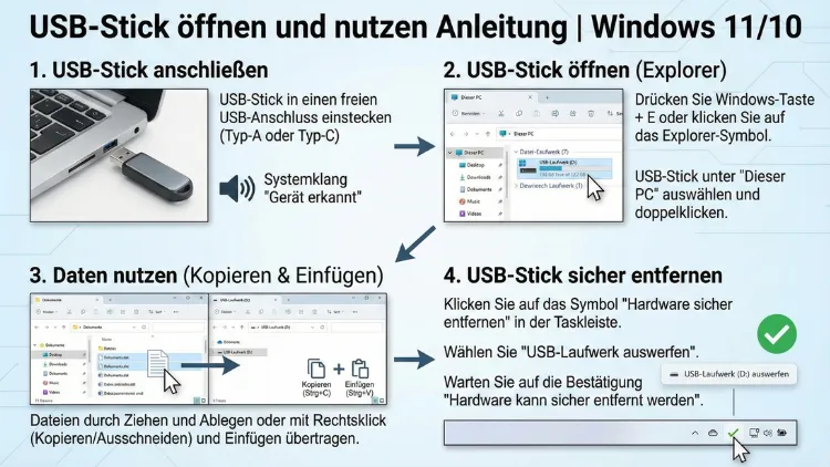 USB-Stick öffnen und nutzen Anleitung | Windows 11/10
