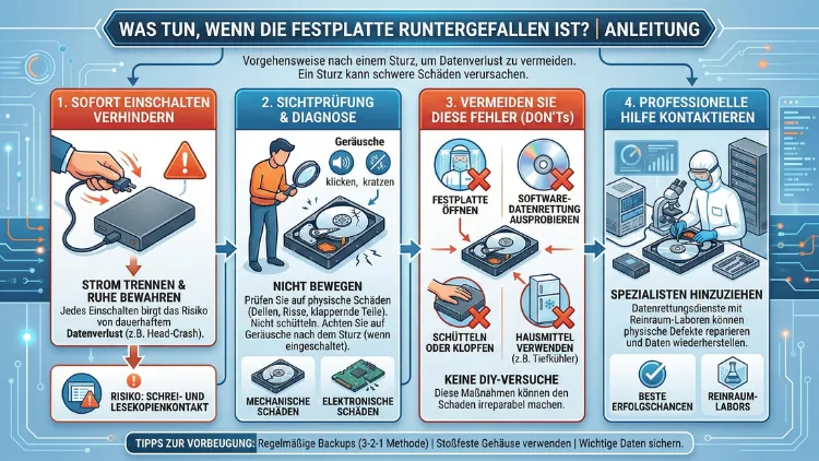 Was tun, wenn die Festplatte runtergefallen ist? | Anleitung