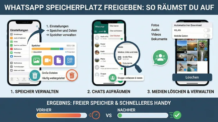 WhatsApp-Speicherplatz freigeben: So räumst du auf