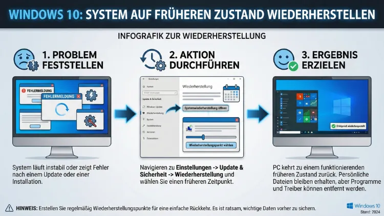 Windows 10: System auf früheren Zustand wiederherstellen