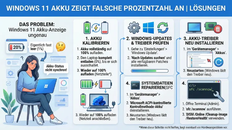 Windows 11 Akku zeigt falsche Prozentzahl an | Lösungen