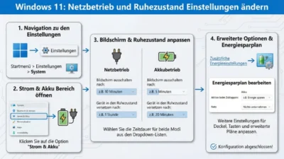 Windows 11: Netzbetrieb und Ruhezustand Einstellungen ändern