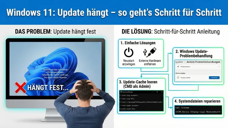 Windows 11: Update hängt – so geht’s Schritt für Schritt