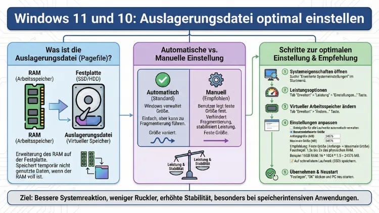 Windows 11 und 10: Auslagerungsdatei optimal einstellen