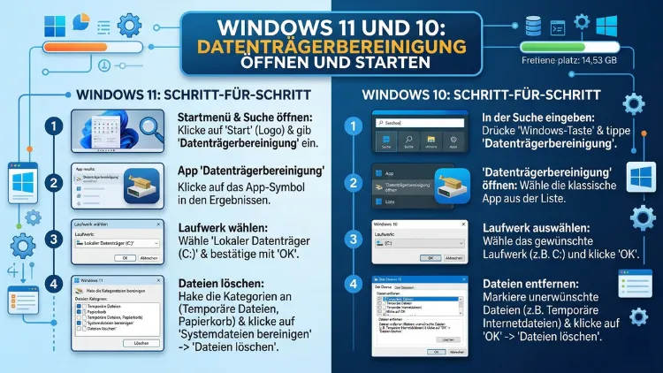 Datenträgerbereinigung öffnen und starten in Windows 11 und 10