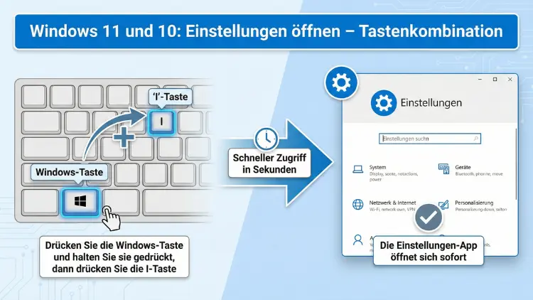 Windows 11 und 10: Einstellungen öffnen – Tastenkombination
