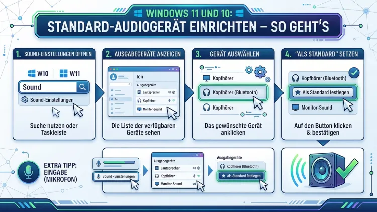 Windows 11 und 10: Standard-Audiogerät einrichten – so geht’s