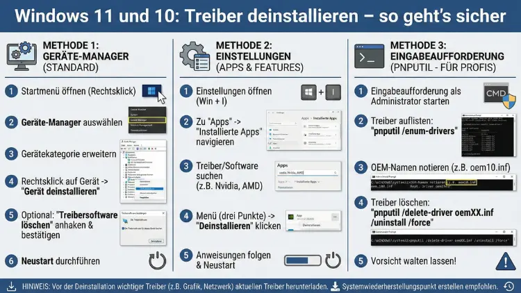 Windows 11 und 10: Treiber deinstallieren – so geht’s sicher
