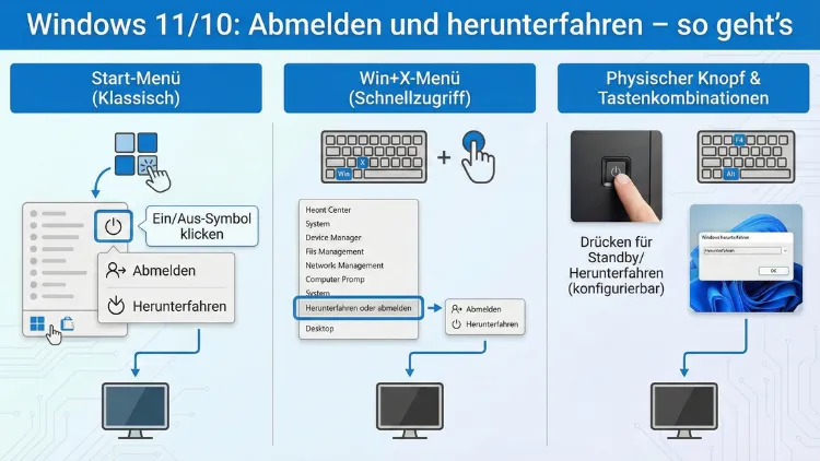 Windows 11/10: Abmelden und herunterfahren – so geht’s