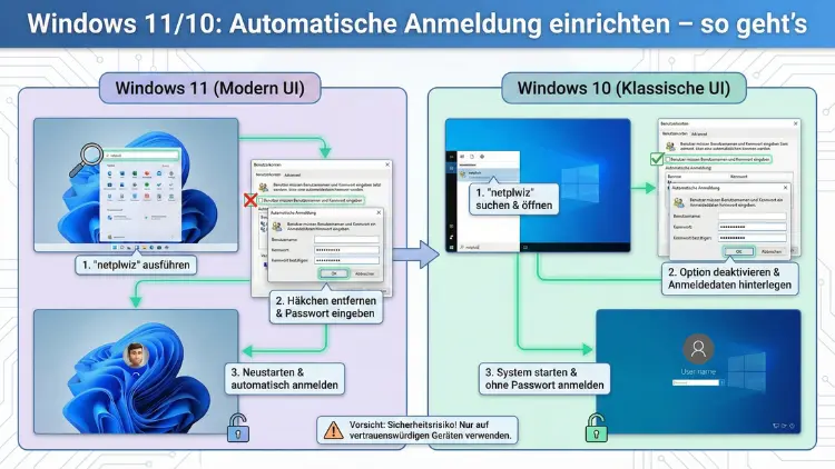 Windows 11/10: Automatische Anmeldung einrichten – so geht’s