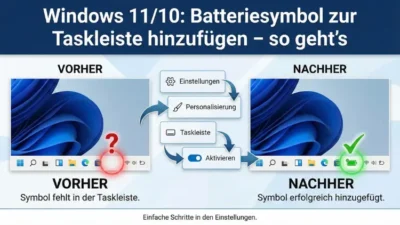 Windows 11/10: Batteriesymbol zur Taskleiste hinzufügen – so geht’s
