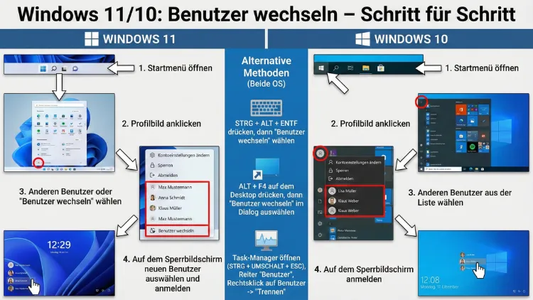 Windows 11/10: Benutzer wechseln – Schritt für Schritt