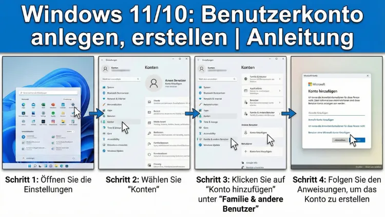 Windows 11/10: Benutzerkonto anlegen, erstellen | Anleitung