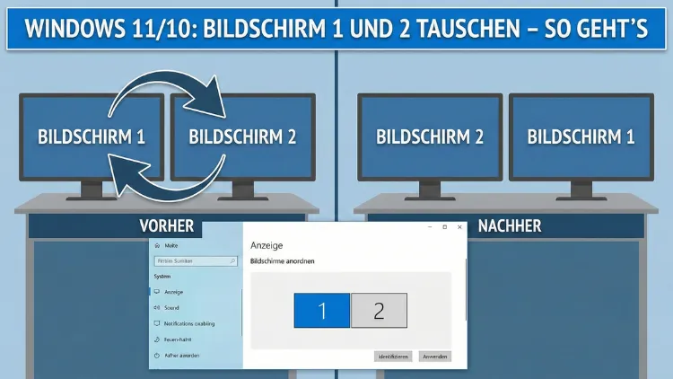 Windows 11/10: Bildschirm 1 und 2 tauschen – so geht’s
