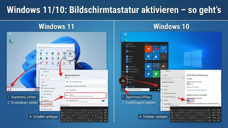 Windows 11/10: Bildschirmtastatur aktivieren – so geht’s