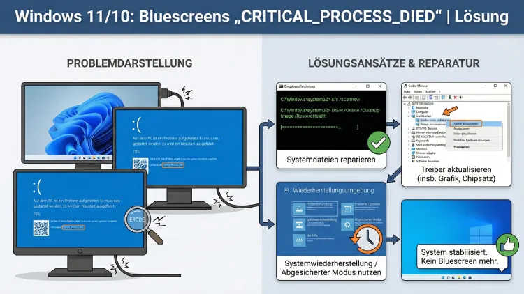 Windows 11/10: (BSOD) CRITICAL_PROCESS_DIED | Lösung