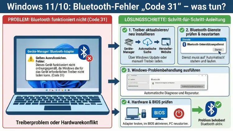 Windows 11/10: Bluetooth-Fehler „Code 31“ – was tun?