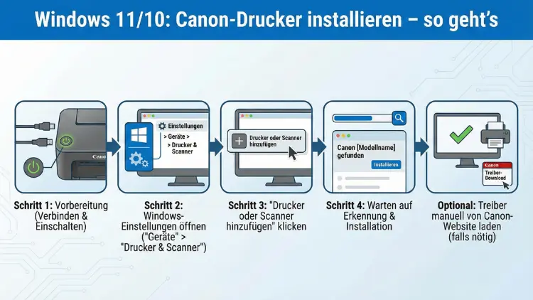 Windows 11/10: Canon-Drucker installieren – so geht’s