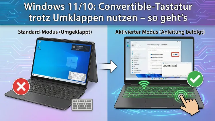 Windows 11/10: Convertible-Tastatur trotz Umklappen nutzen – so geht’s