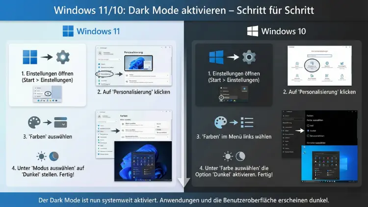 Windows 11/10: Dark Mode aktivieren – Schritt für Schritt