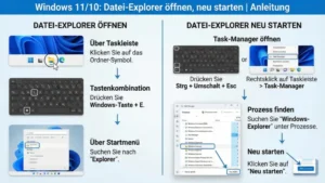 Windows 11/10: Datei-Explorer öffnen, neu starten | Anleitung