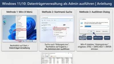 Windows 11/10: Datenträgerverwaltung als Admin ausführen | Anleitung