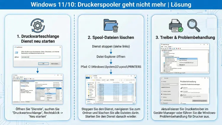 Windows 11/10: Druckerspooler geht nicht mehr | Lösung