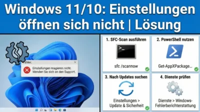 Windows 11/10: Einstellungen öffnen sich nicht | Lösung