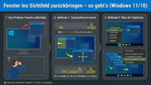Windows 11/10: Fenster ins Sichtfeld zurückbringen – so geht’s