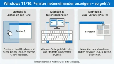 Windows 11/10: Fenster nebeneinander anzeigen – so geht’s