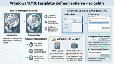 Windows 11/10: Festplatte defragmentieren – so geht’s