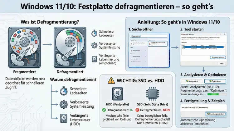 Windows 11/10: Festplatte defragmentieren – so geht’s