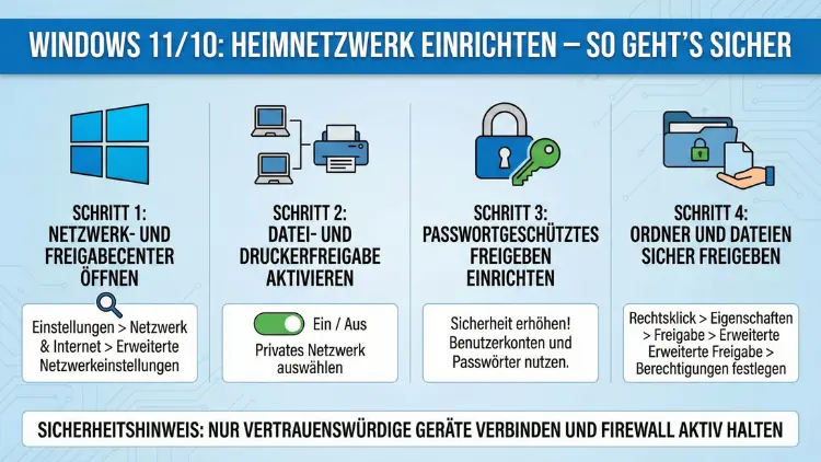 Windows 11/10: Heimnetzwerk einrichten – so geht’s sicher