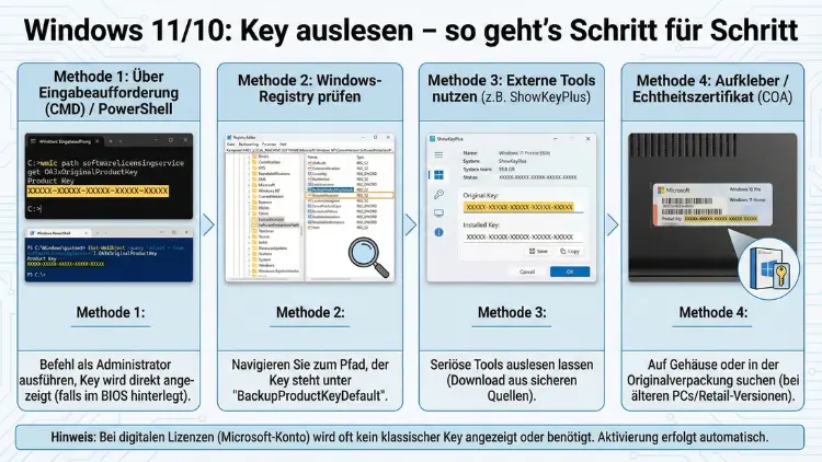 Windows 11/10: Key auslesen – so geht’s Schritt für Schritt