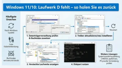 Windows 11/10: Laufwerk D fehlt – so holen Sie es zurück