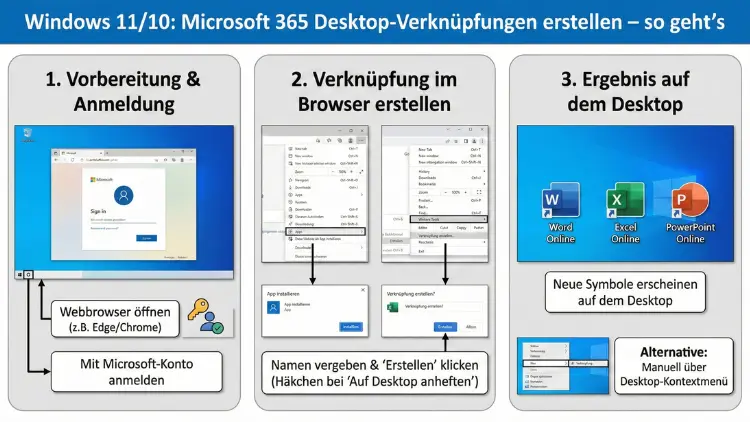 Windows 11/10: Microsoft 365 Desktop-Verknüpfungen erstellen – so geht’s