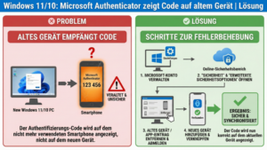 Windows 11/10: Microsoft Authenticator zeigt Code auf altem Gerät | Lösung