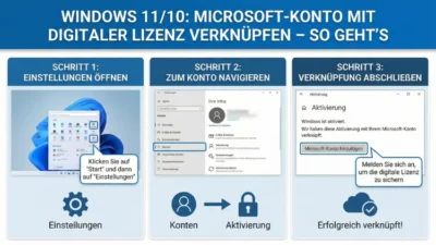 Windows 11/10: Microsoft-Konto mit digitaler Lizenz verknüpfen – so geht’s