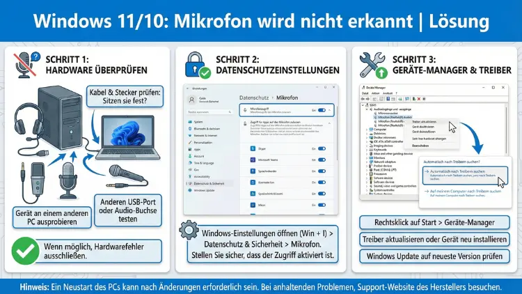 Windows 11/10: Mikrofon wird nicht erkannt | Lösung