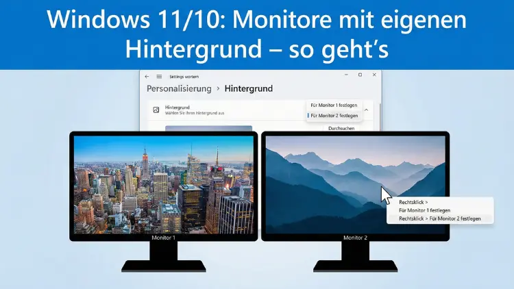 Windows 11/10: Monitore mit eigenen Hintergrund – so geht’s
