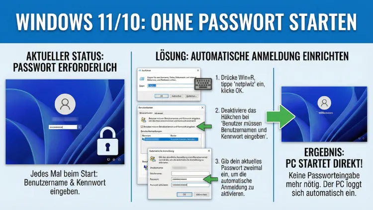 Windows 11/10: Ohne Passwort starten – so geht’s problemlos