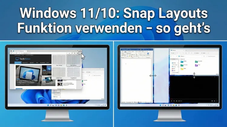 Windows 11/10: Snap-Layouts-Funktion verwenden – so geht’s